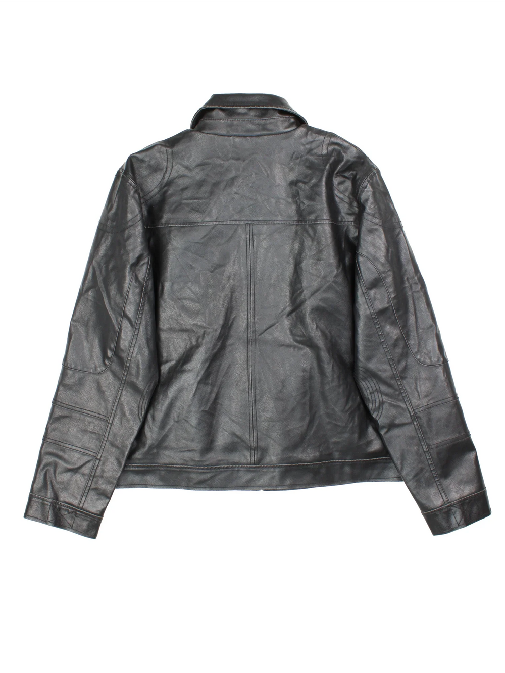 Vintage Guess Leather Jacket in a black colourway. Zips up and has multiple pockets.
