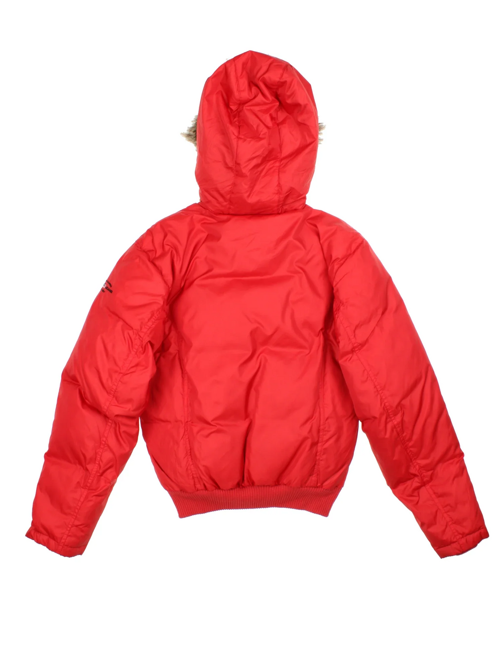 Ralph Lauren Parka Jacket in a red colourway with faux fur hood and full zip up front. Two zip pockets on the front and small classic brand name and logo on the sleeve.