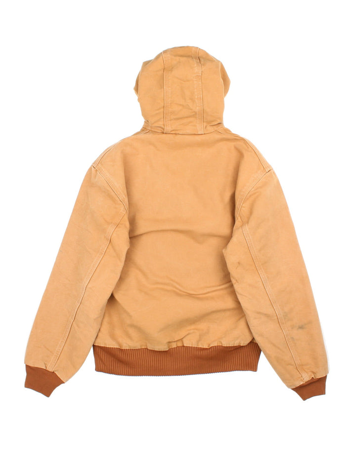 Carhartt Active Jacket in a brown colourway. Zips up and has side pockets, hooded, and has the logo embroidered on the front.