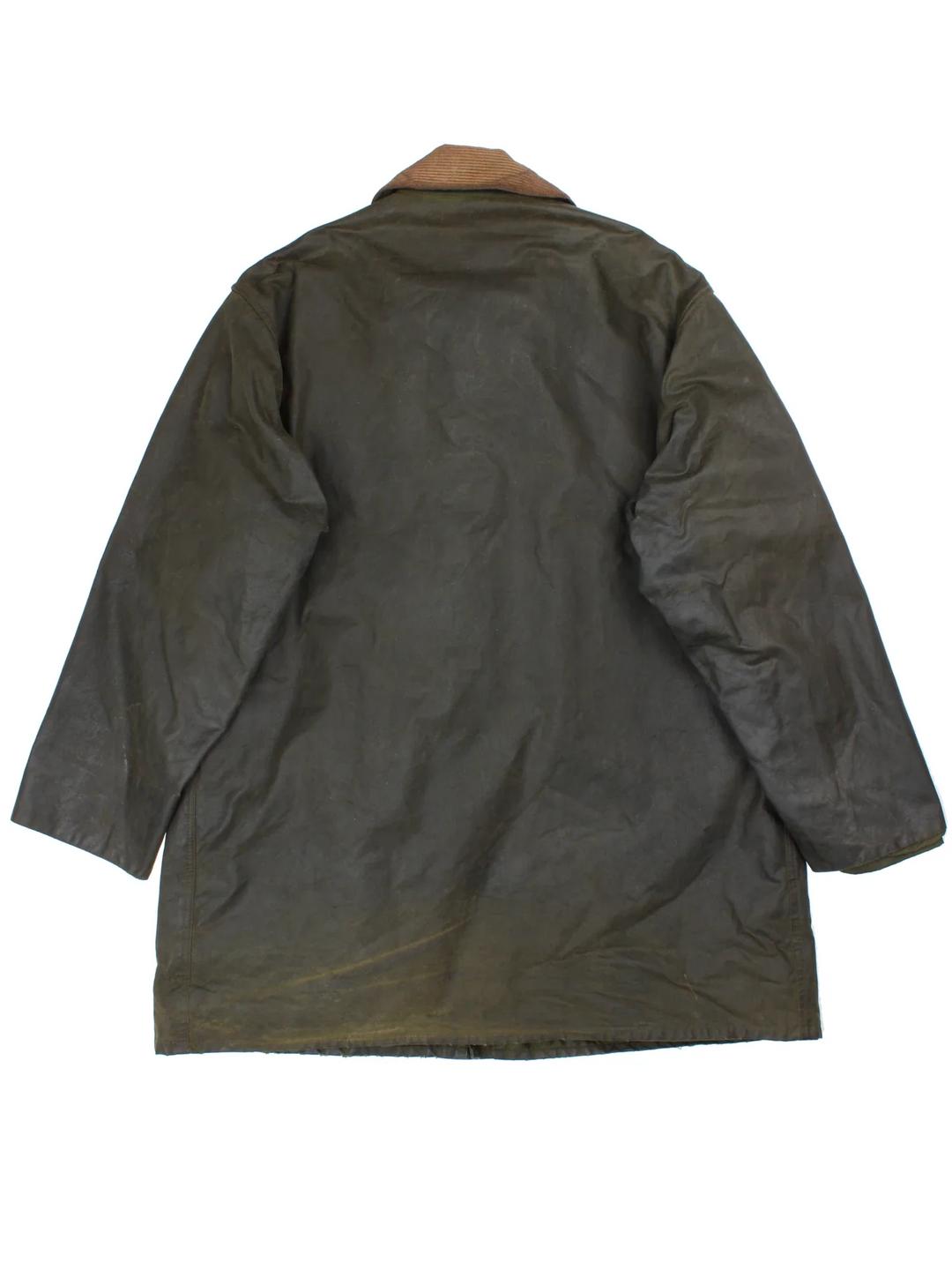 Barbour Northumbria Wax Jacket in a green colourway. Zip/button fastening, with multiple pockets, cord collar detail and checked lining.