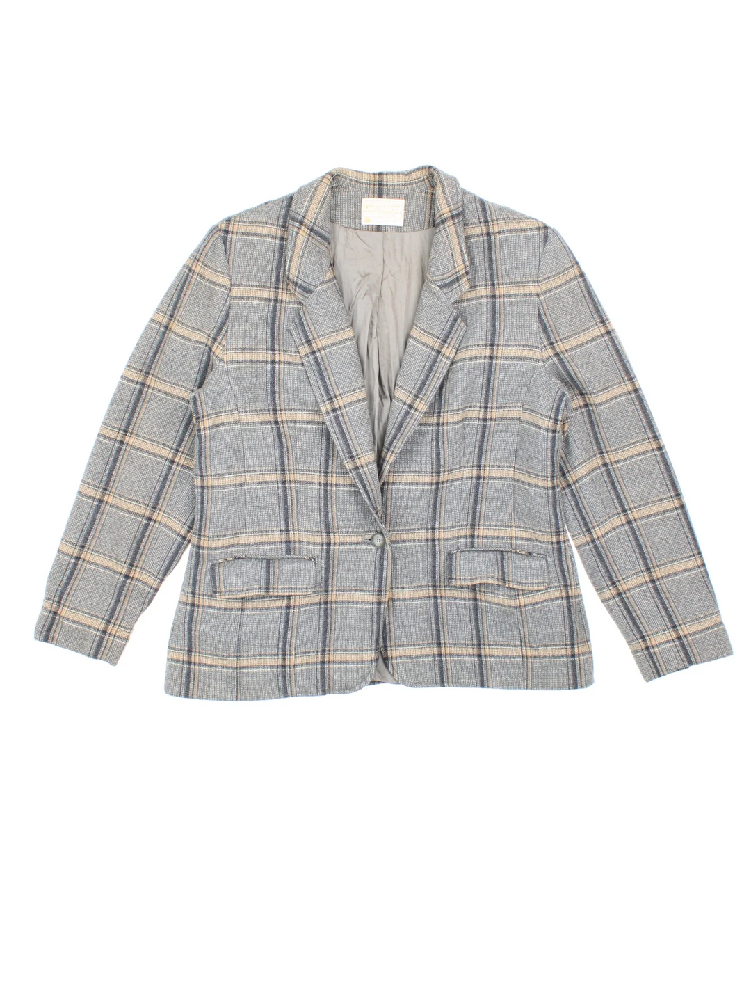 Pendleton Wool blazer in a grey colourway. Button fastening and has front pockets.