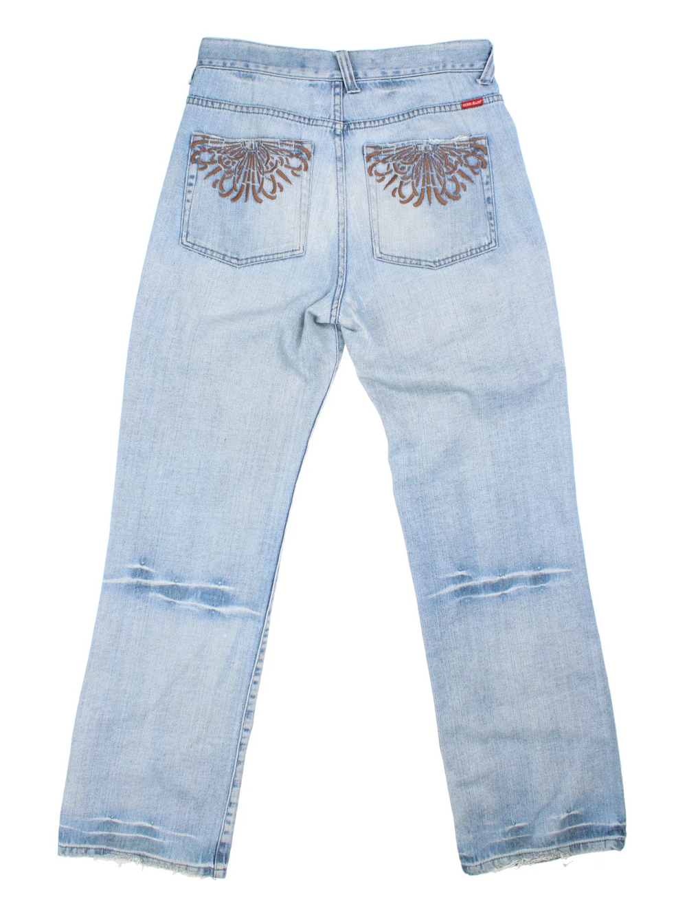 Y2K Guess Jeans in blue colourway with multiple pockets and embroidered branding/detail on the back.