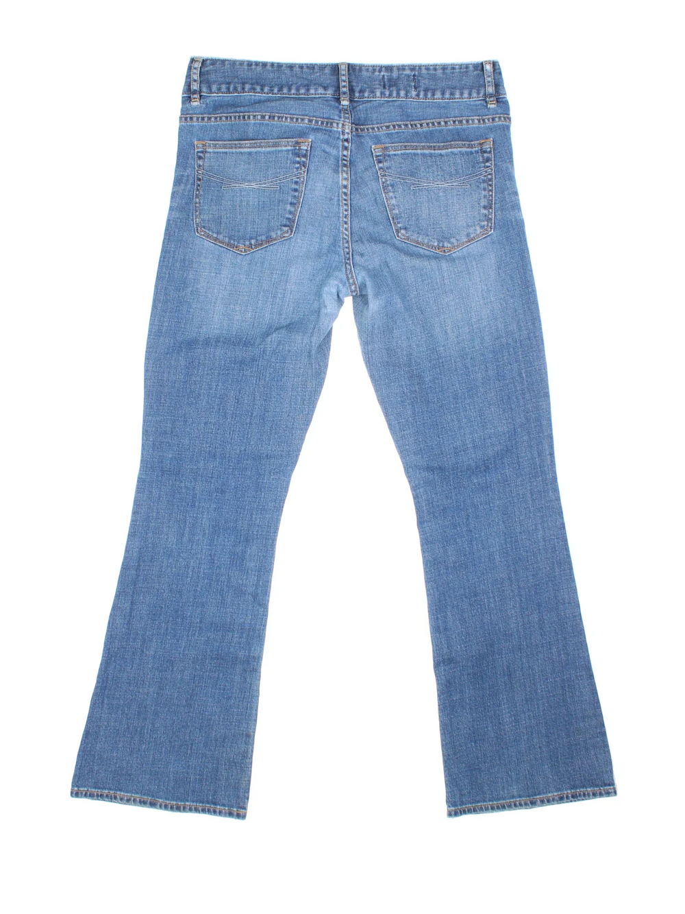 Y2K GAP Low Rise Flared Jeans in blue colourway with multiple pockets and contrast stitching.