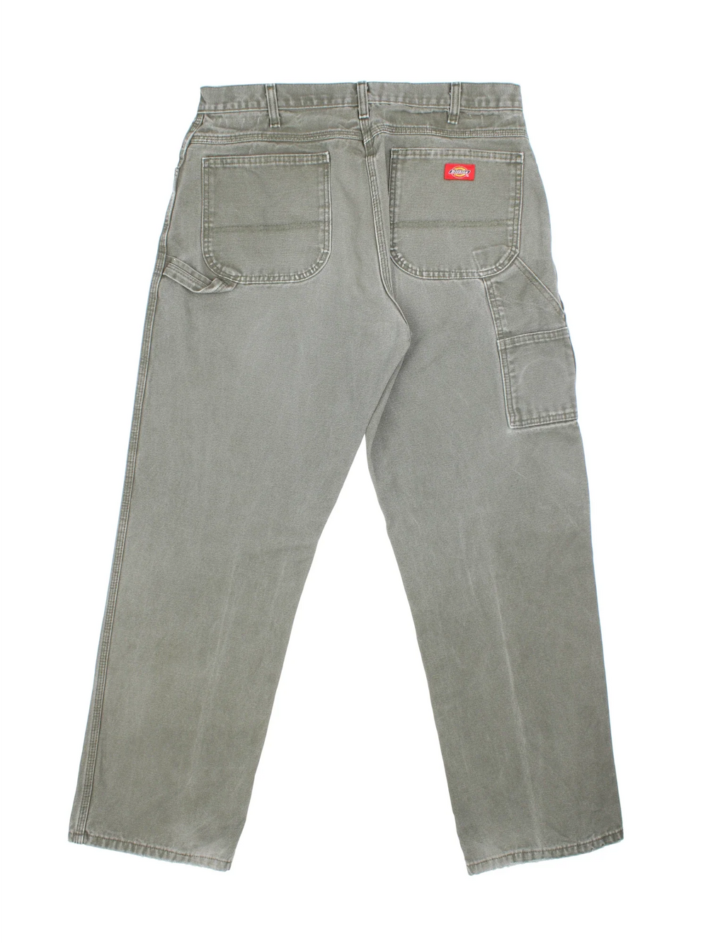 Dickies Carpenter Jeans in green colourway with multiple pockets and the logo embroidered on the back.