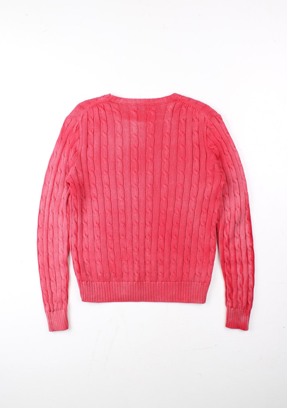 Ralph Lauren Cable Knit Jumper in a red colourway. Crew neck, with embroidered logo on front.