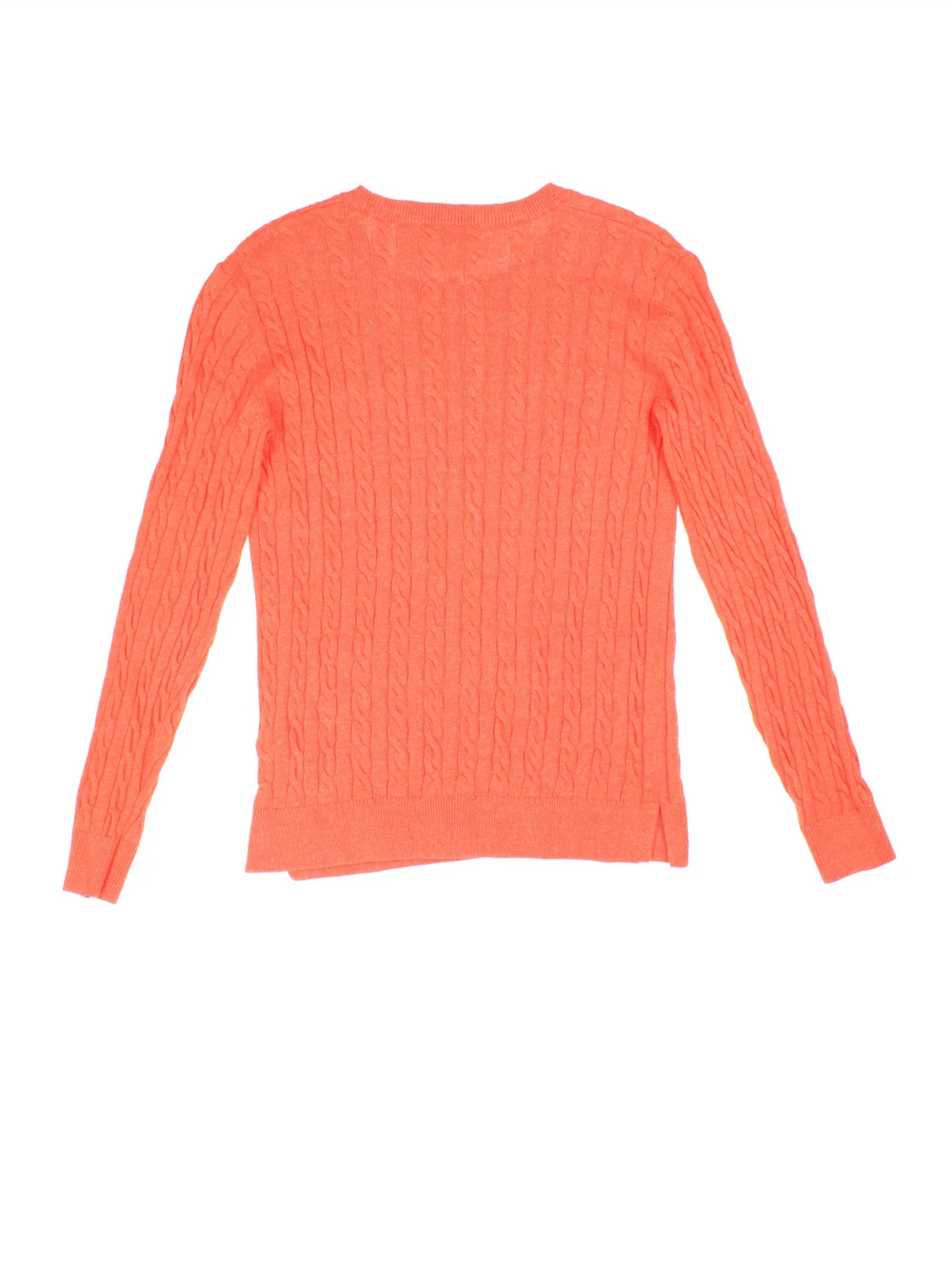 Lacoste Cable Knit Jumper in a orange colourway with embroidered logo on the front.