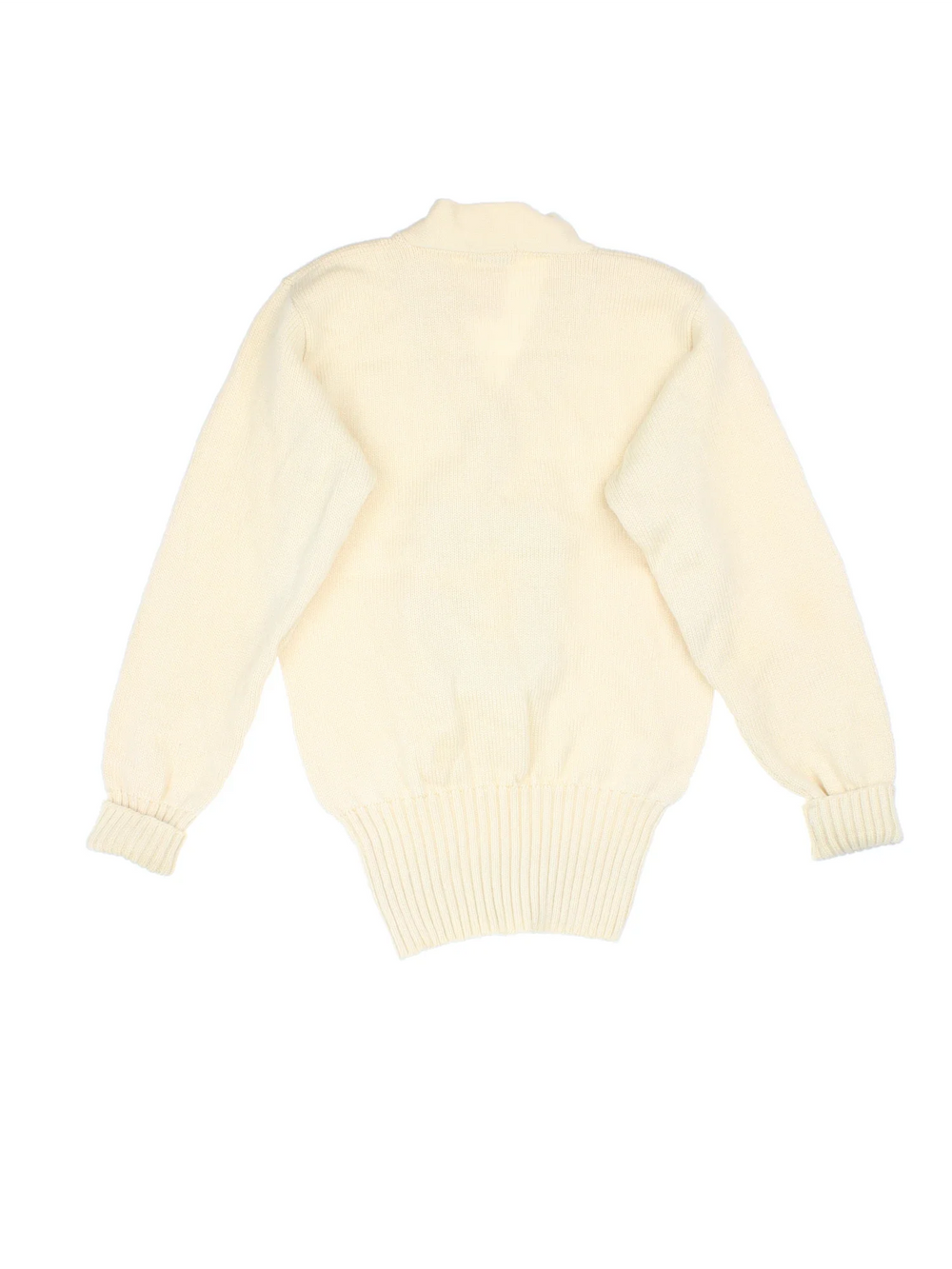 Vintage 1950's College Letterman Sweater in a tan colourway with a V neck collar and embroidered lettering on the front.