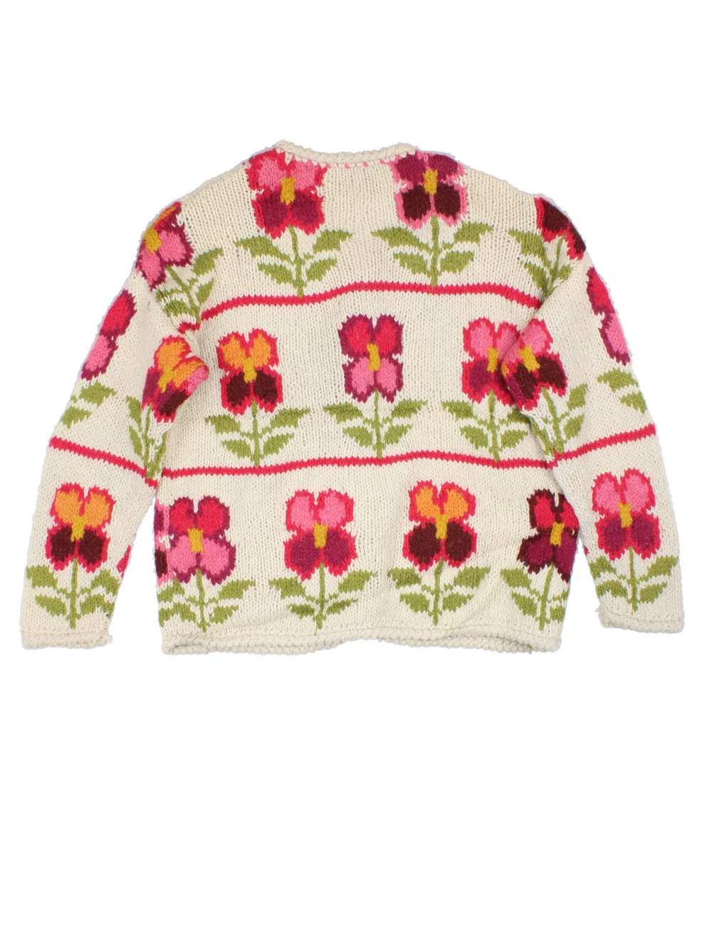 Vintage 90's Express Tricot Flower Cardigan in a tan colourway with button up closure and flowers all over.