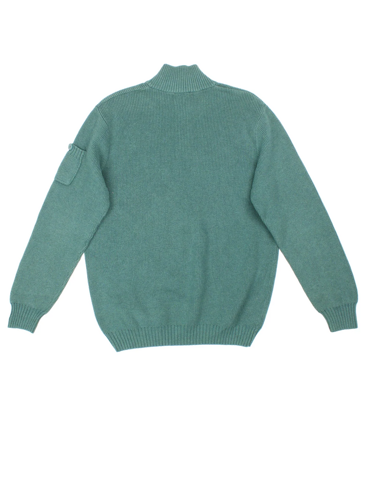 90's Lacoste Jumper in a green colourway with 1/4 zip/button neckline and branding embroidered on the front.