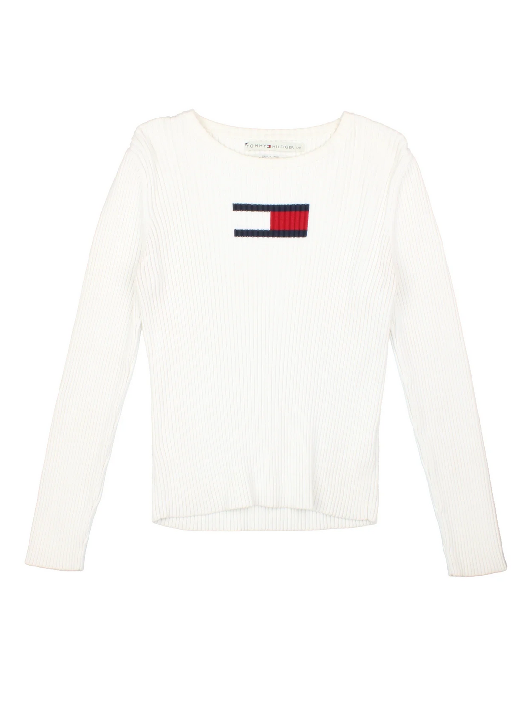 Tommy Hilfiger Ribbed Jumper in a white colourway with front logo.