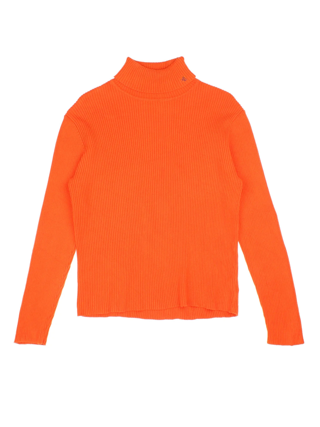 Lauren Ralph Lauren Polo Neck Sweater in a orange colourway with the logo embroidered on the collar.