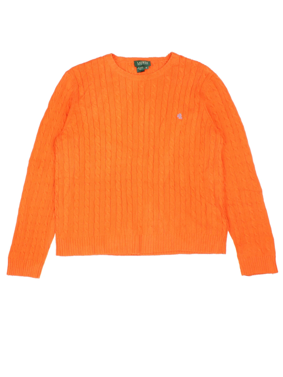 Ralph Lauren Cable Knit Sweater in a orange colourway with the logo embroidered on the front.