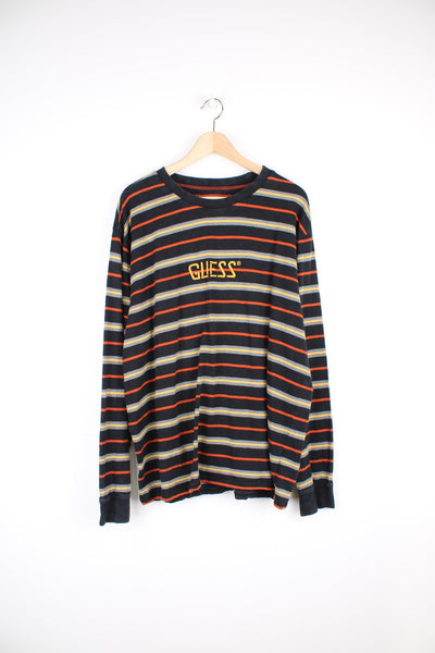 Vintage Guess Originals long sleeved T-Shirt in black, yellow and red. Features embroidered logo across the chest.