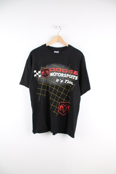 Dodge Motorsports t-shirt in black, with printed graphic on the front and back 