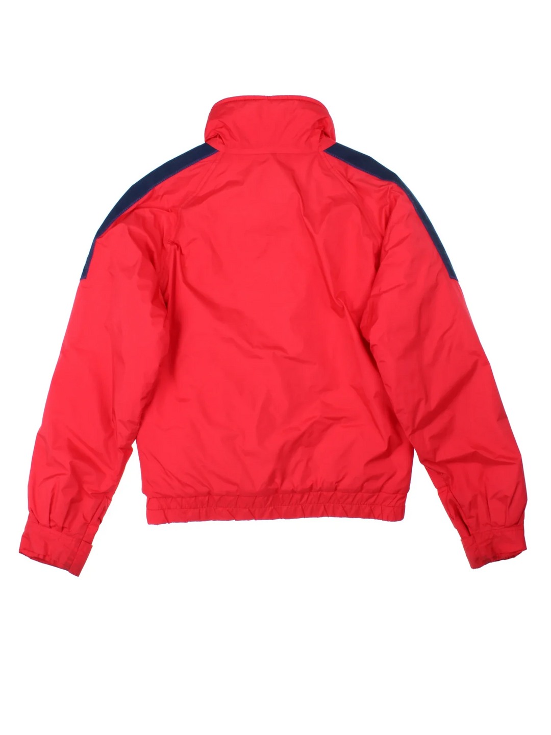 Vintage 90's The North Face Extreme Jacket in a red/blue colourway, zips up and has multiple pockets, insulated with a padded lining, and has the logo embroidered on the sleeve.