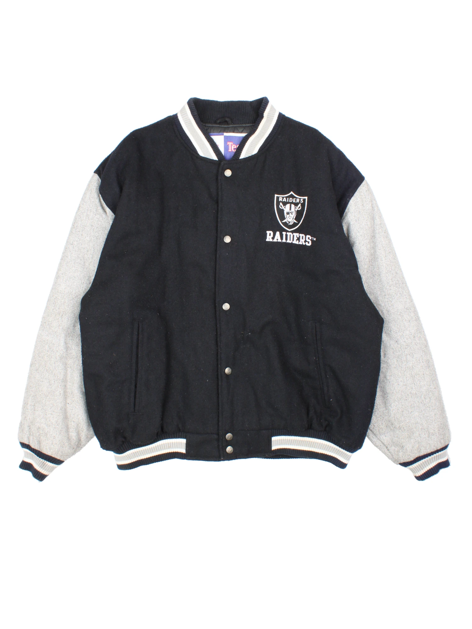 Oakland Raiders Wool Varsity Jacket NFL Black Rare Vintage (Size