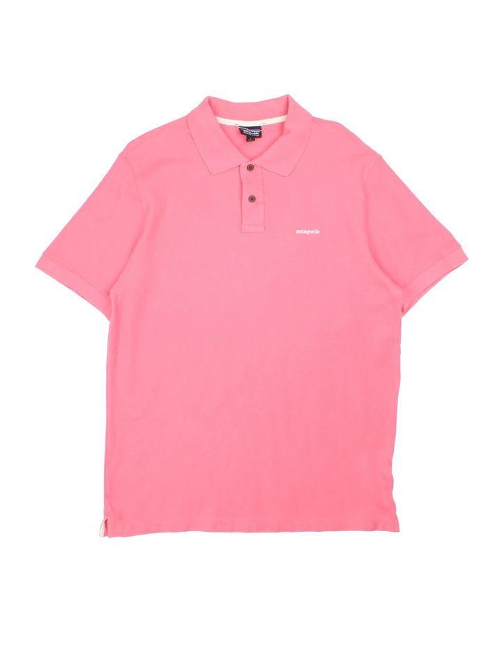 Vintage Patagonia Polo Shirt in a pink colourway with the logo embroidered on the front.