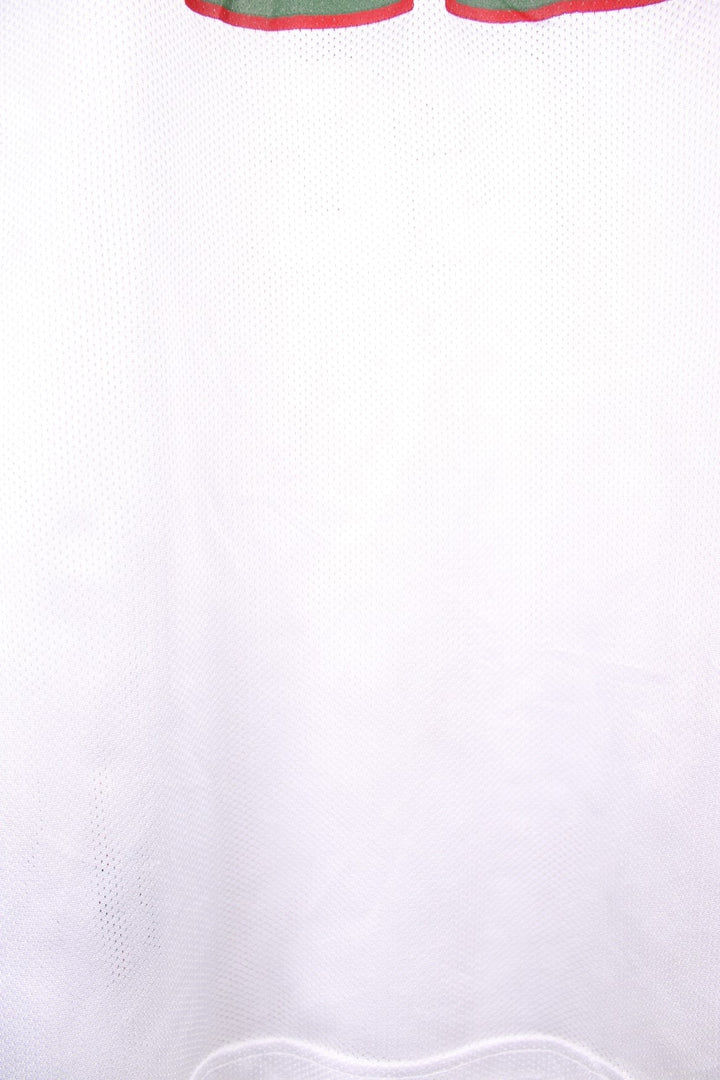 Milwaukee Bucks, Redd #22 Adidas NBA jersey in a white, green and red colourway. Features printed lettering and embroidered logos on the chest.