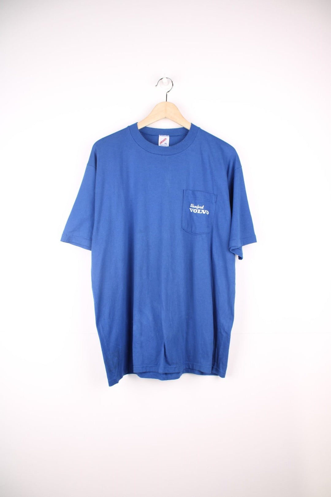 Vintage Stamford Volvo single stitch T-Shirt with chest pocket and graphic print on the back.