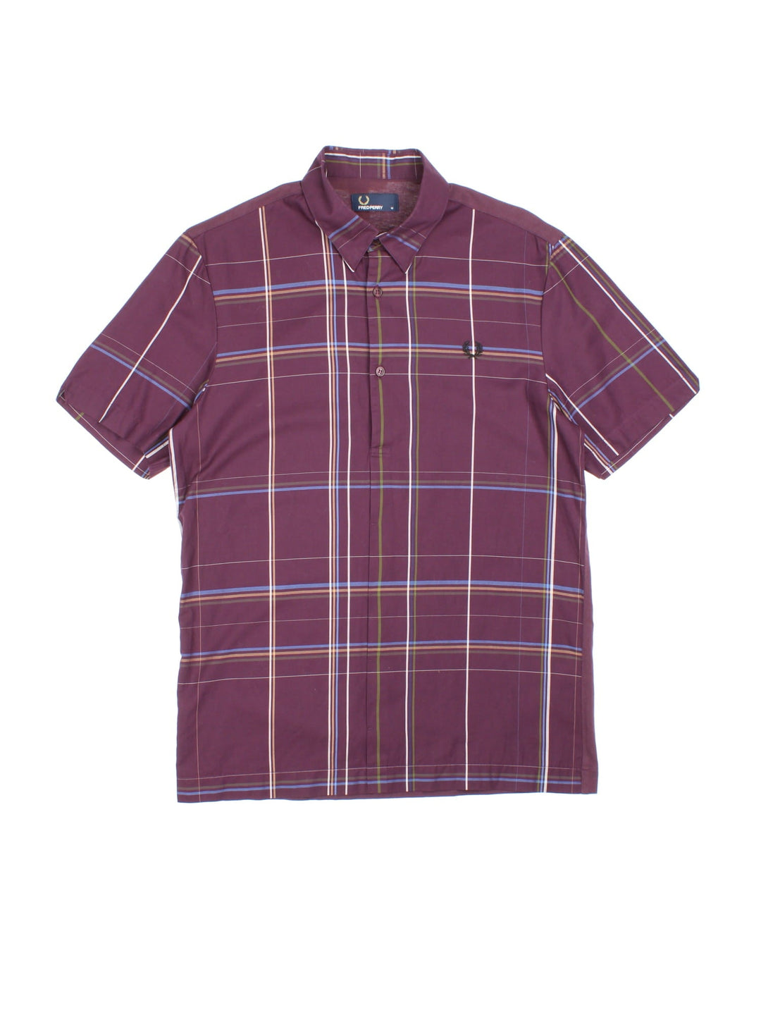 Fred Perry Shirt in a purple colourway, button up with jersey back and embroidered front logo.