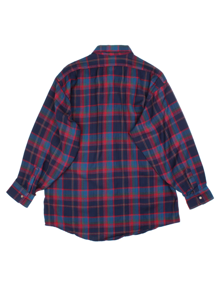 Pendleton Wool Flannel Shirt in a blue, red and green colourway, button up and has a chest pocket.