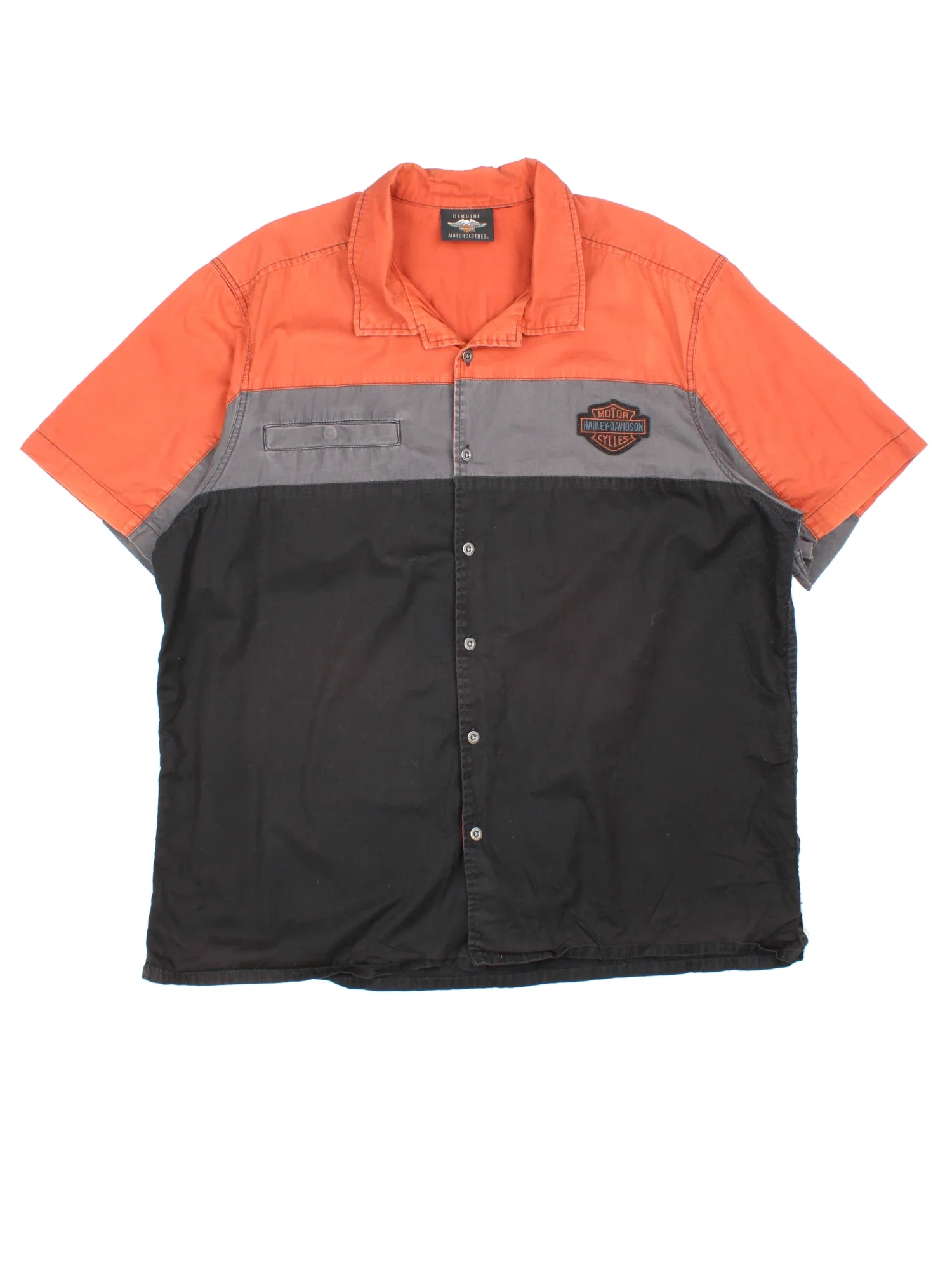 Harley-Davidson Short Sleeve Work Shirt, Men's Size L cotton black type Vintage Second Hand