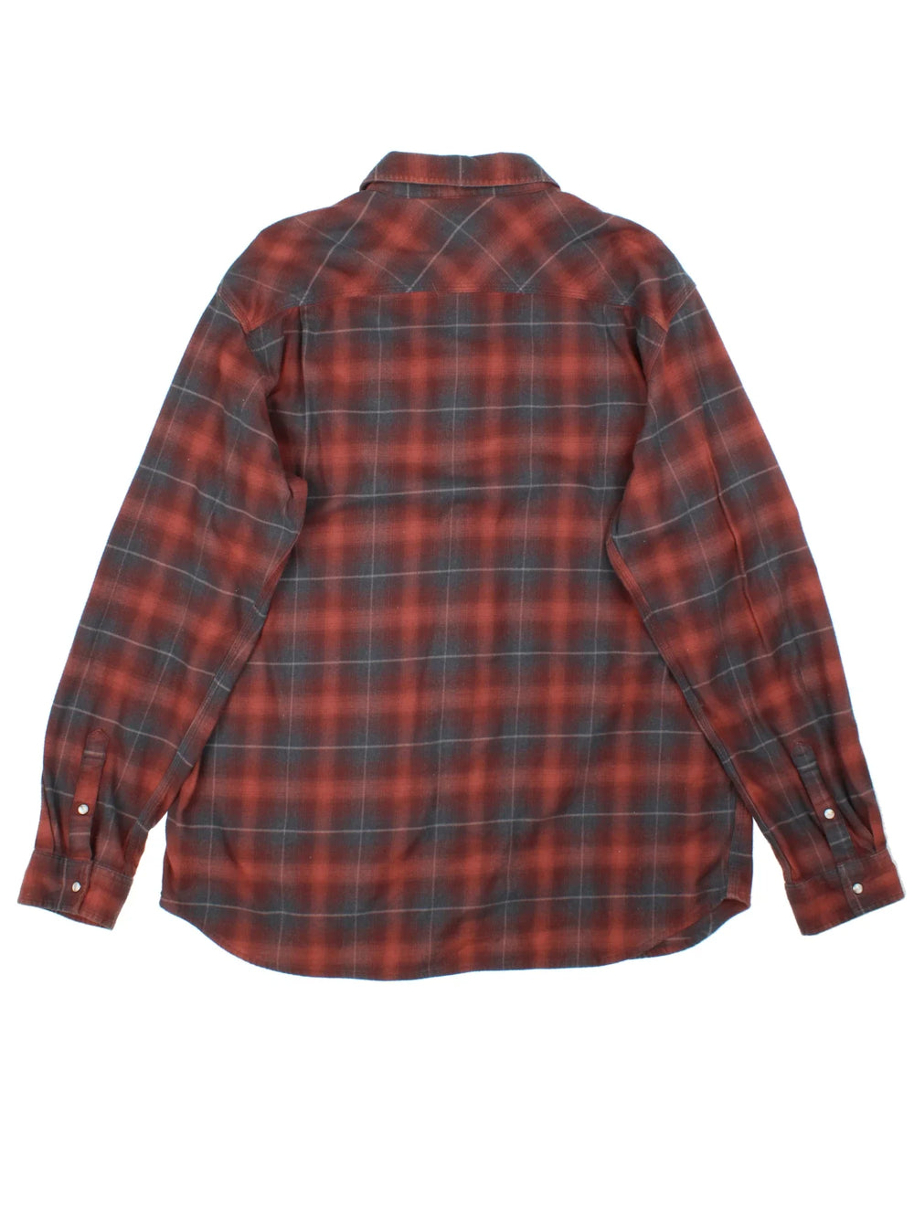 Vintage Carhartt FLannel Shirt in a orange plaid colourway, button up and has double chest pockets with the logo embroidered on the front.