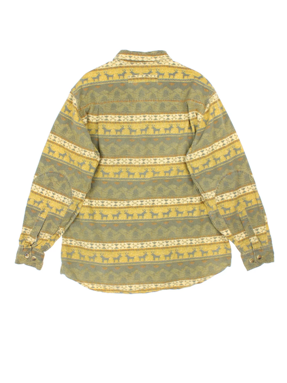 Woolrich Shirt in a green colourway with all over deer patterned design, buttons up and has double chest pockets.