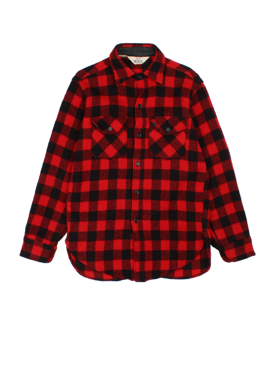 Woolrich Flannel Shirt in a red/black colourway. All over checked pattern, button up with x2 front pockets.