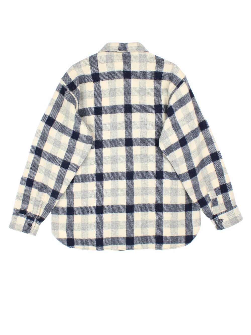 Woolrich Flannel Shirt in a blue colourway with all over plaid pattern. button up with two pockets on the front.