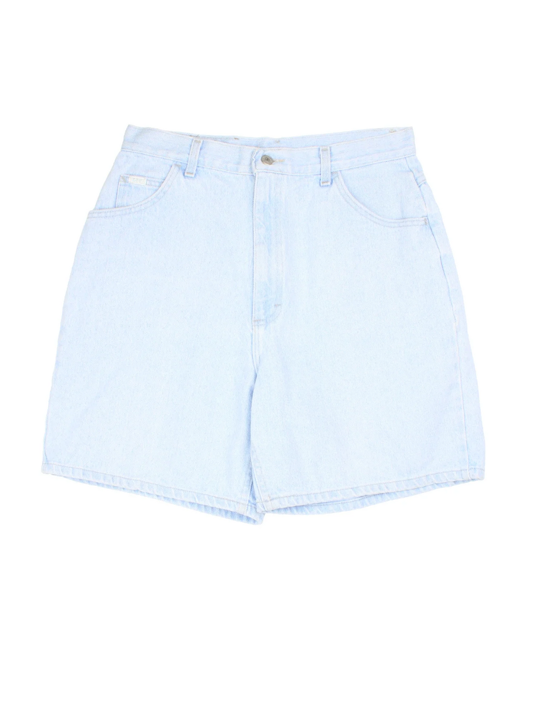 Vintage Lee Denim Shorts in blue colourway with multiple pockets and leather logo embroidered on the back.