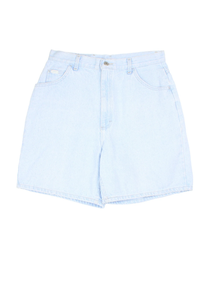 Vintage Lee Denim Shorts in blue colourway with multiple pockets and leather logo embroidered on the back.