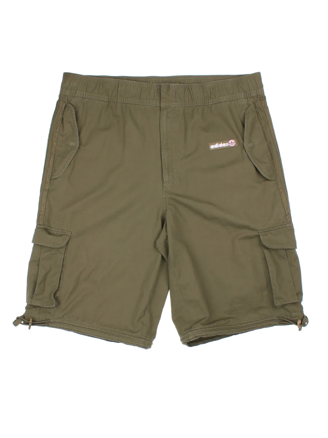 Adidas Cargo Shorts in green colourway with multiple pockets and the logo embroidered on the front.