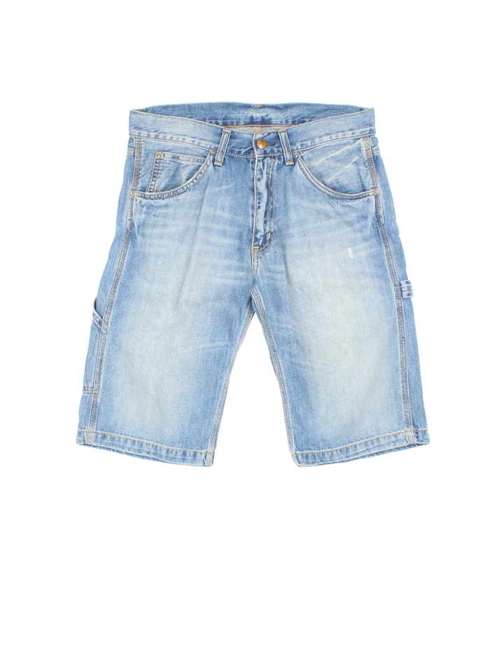 Vintage Carhartt Carpenter Shorts in blue colourway with multiple pockets and the logo embroidered on the back.