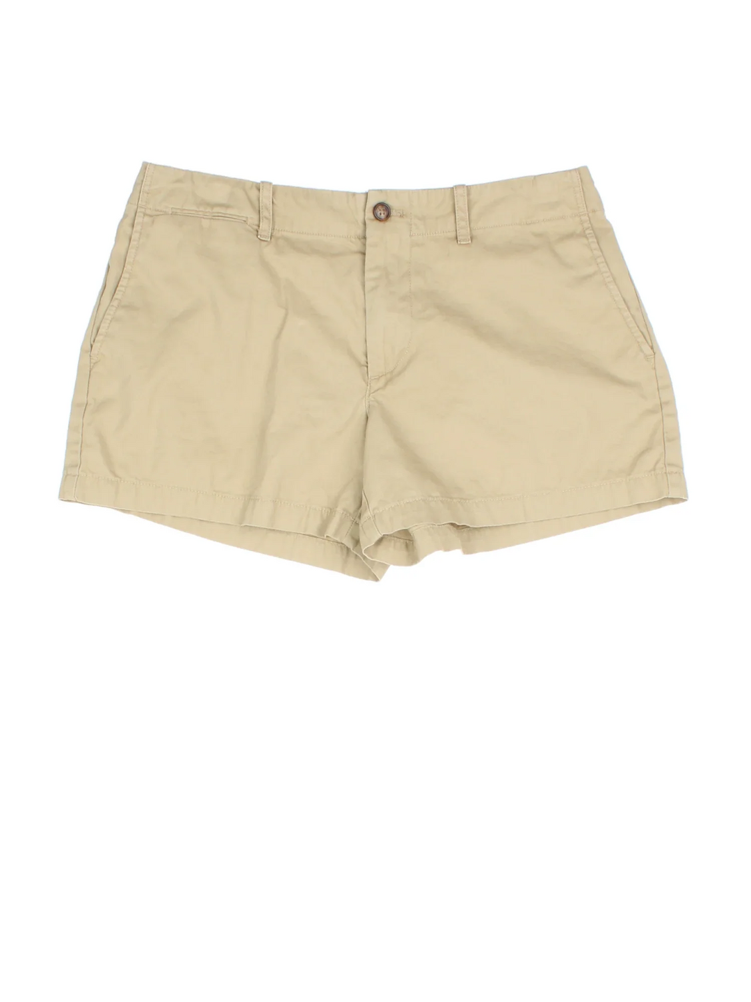 Vintage Ralph Lauren shorts in tan colourway with zip button fastening, multiple pockets and embroidered branding on the back.
