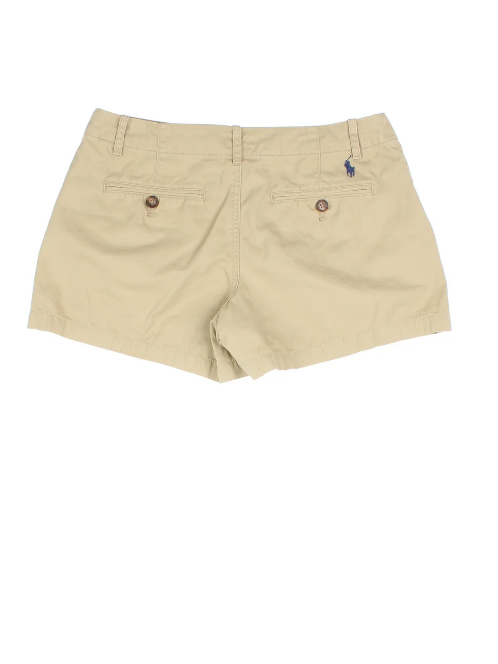 Vintage Ralph Lauren shorts in tan colourway with zip button fastening, multiple pockets and embroidered branding on the back.
