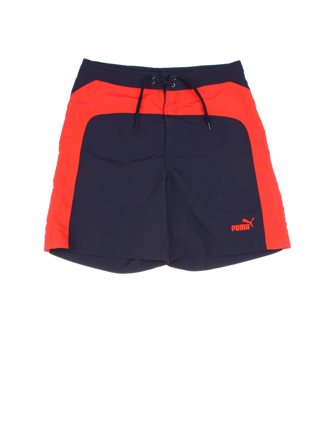 Vintage Puma shorts in blue/red colourway with lace up fastening and the logo embroidered on the front.