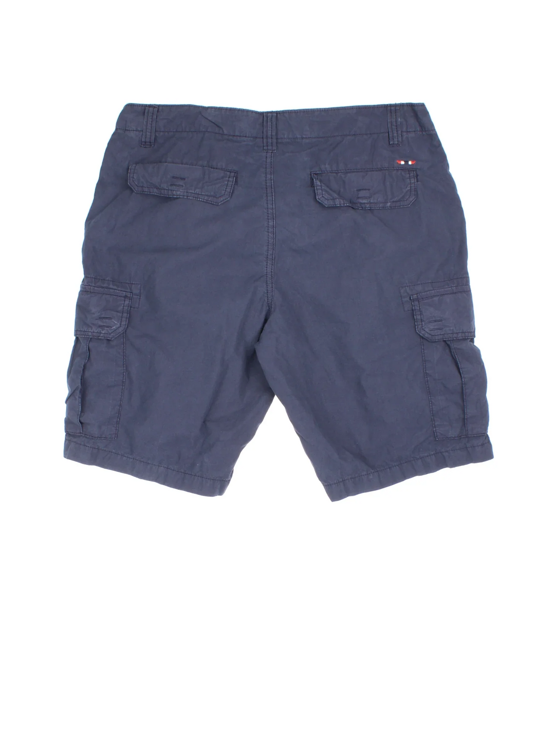 Vintage Napapijri Cargo shorts in blue colourway with multiple pockets and the logo embroidered on the front.