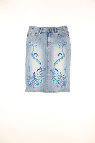 Y2K western style cut-out beaded denim midi skirt by Motto: Topshop