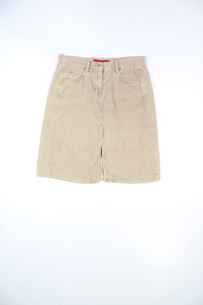FCUK corduroy skirt in tan with split in the front