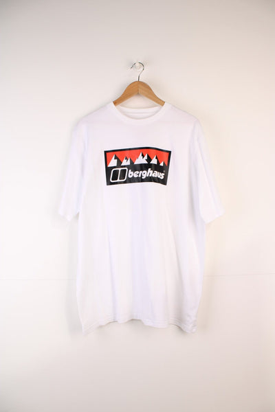 Berghaus T-Shirt in a white, black and red colourway, and has the logo printed across the front. 
