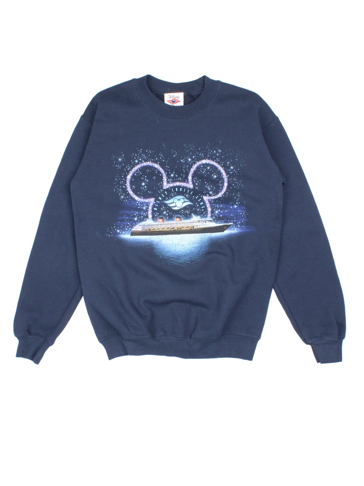 Vintage Disney Cruise Lines Sweatshirt in a blue colourway, with logo and graphic printed on the front.