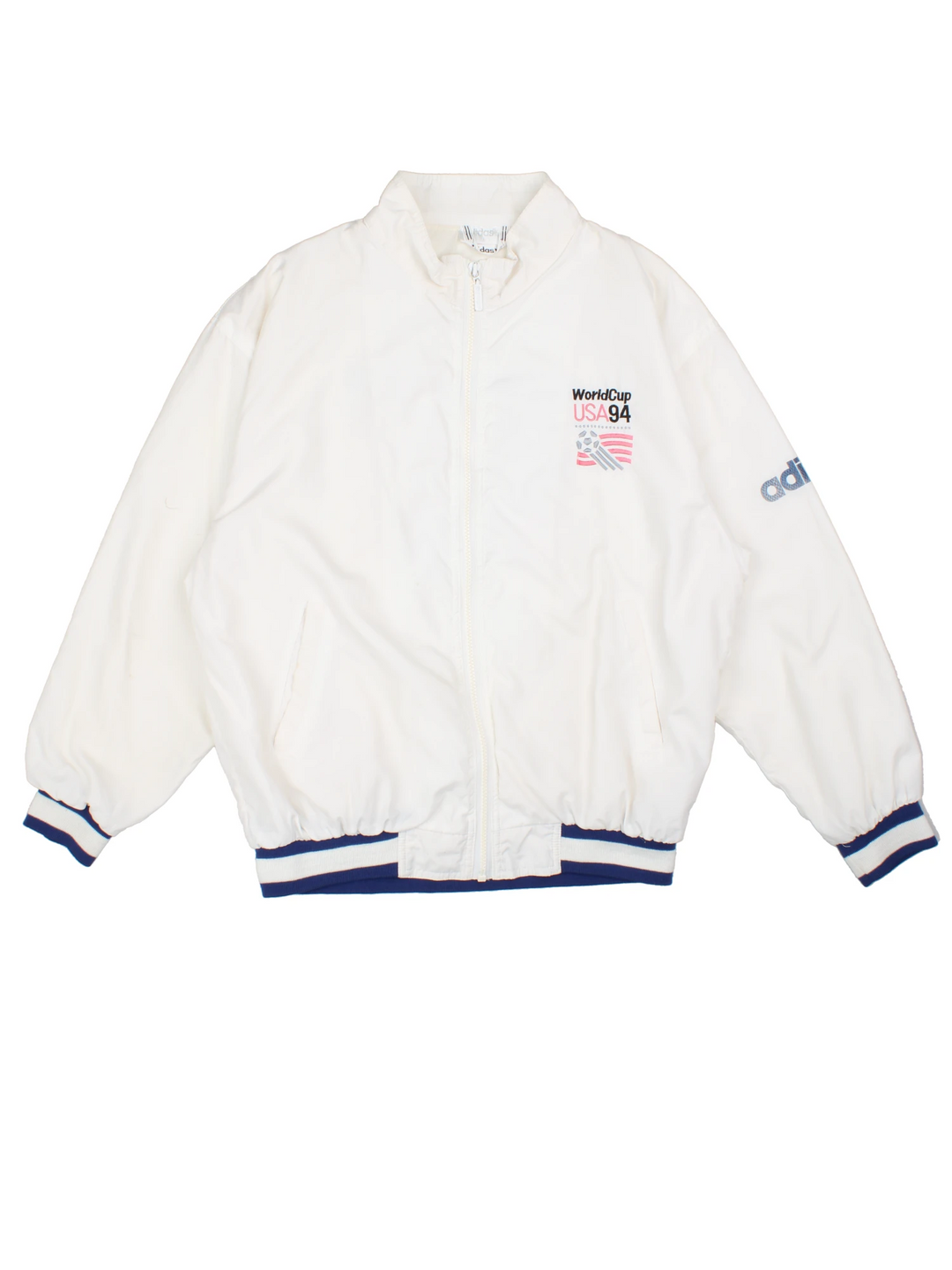 World Cup USA 94 Tracksuit Top by adidas in white with embroidered spell-out and graphic on front back and sleeve