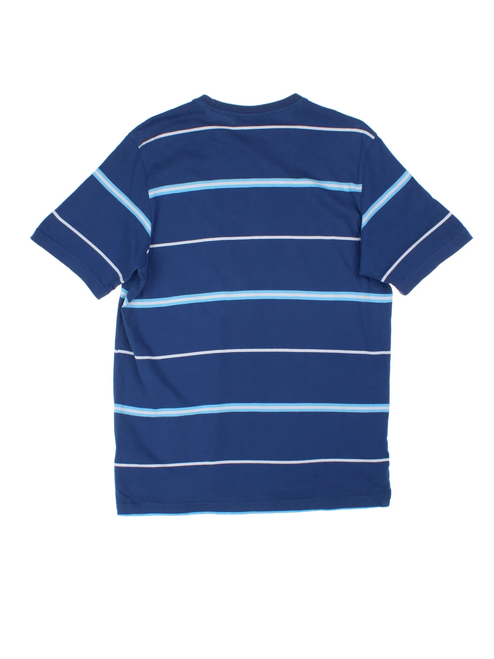 Adidas Striped T-Shirt in a blue colourway with the logo embroidered on the front.