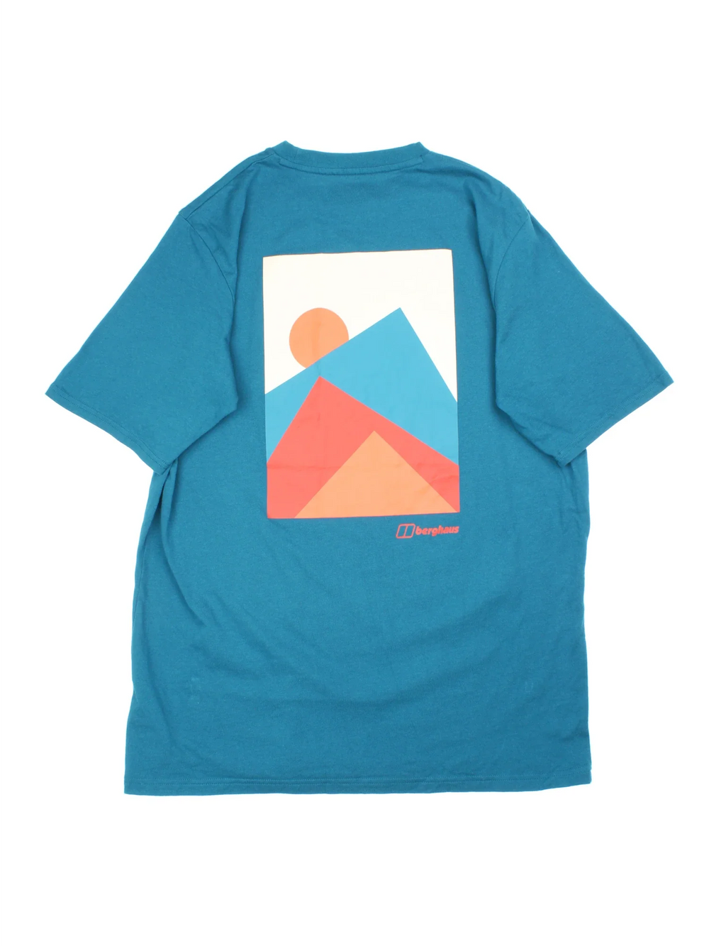 Berghaus Mountain T-Shirt in a blue colourway with the logo printed on the front, and mountain graphic on the back.
