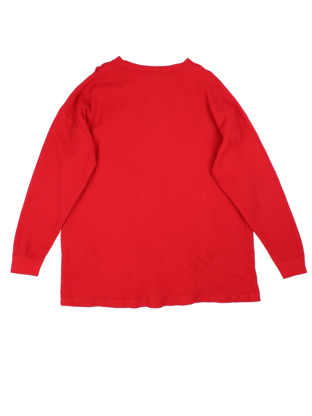 Vintage Disney Mickey Mouse Waffle Henley T-Shirt in a red colourway, with x3 button fastening and embroidered detail on front.