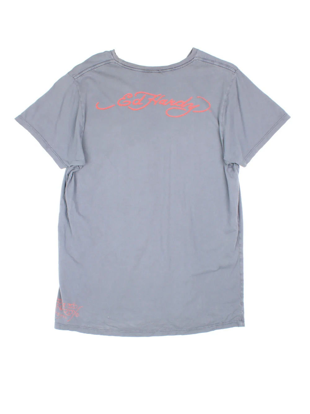Y2K Ed Hardy New York City T-Shirt in a grey colourway, with branding printed on the front/back.