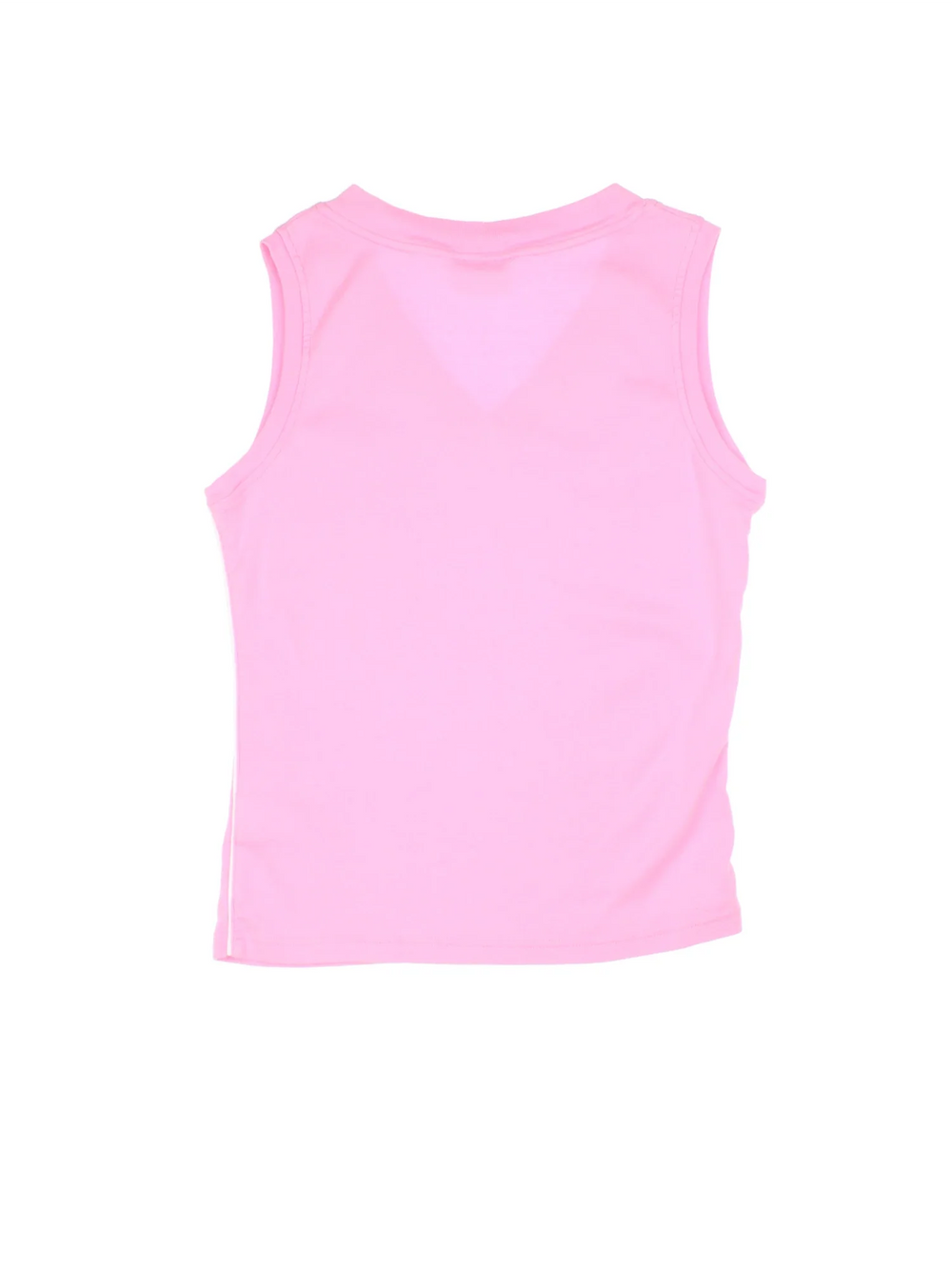 Vintage Reebok Sports Vest in a pink colourway with white stripe detailing and the logo embroidered on the front.