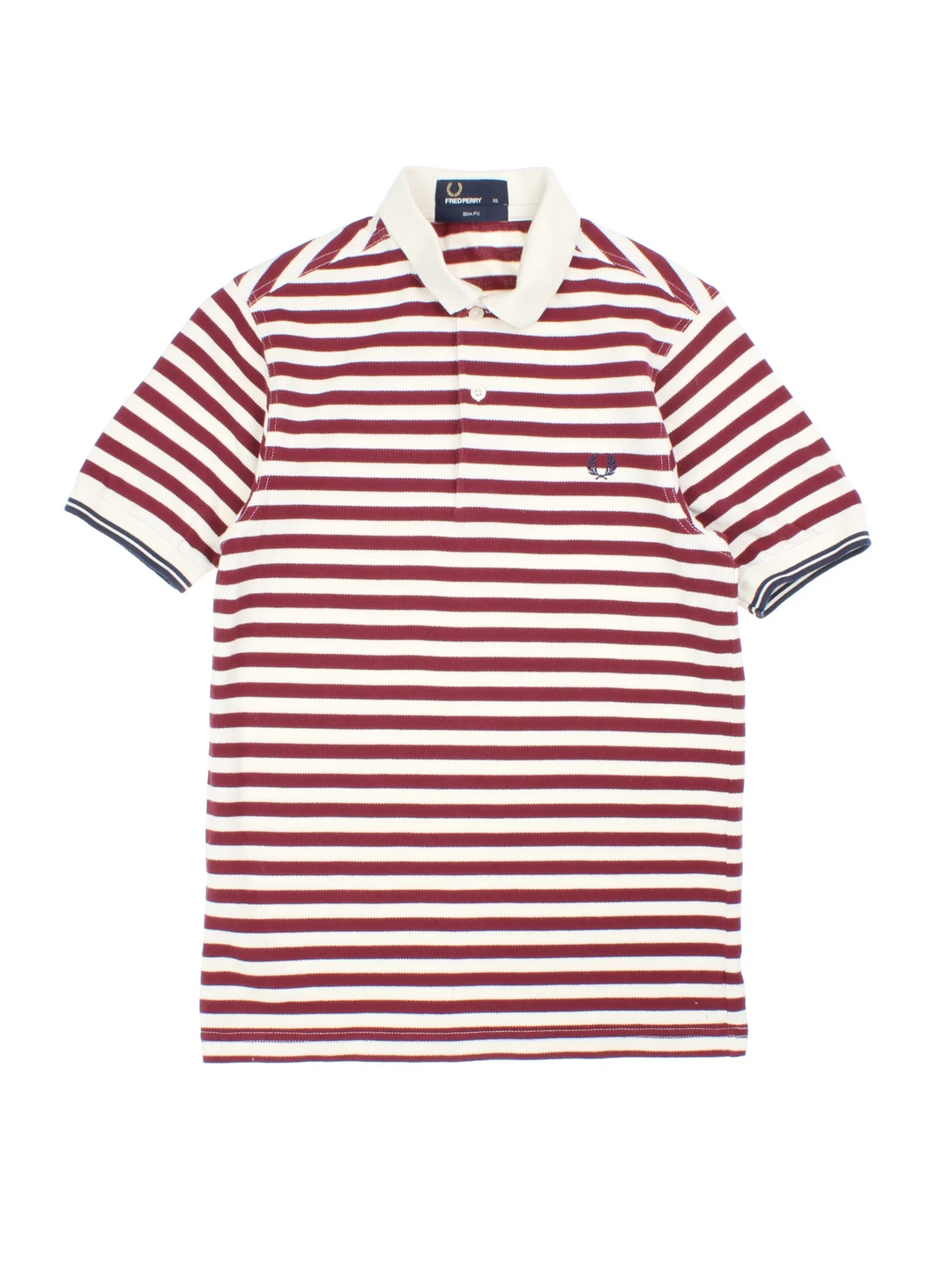 Fred Perry Polo Shirt in a red/beige colourway, contrast collar/cuffs and embroidered logo on front.