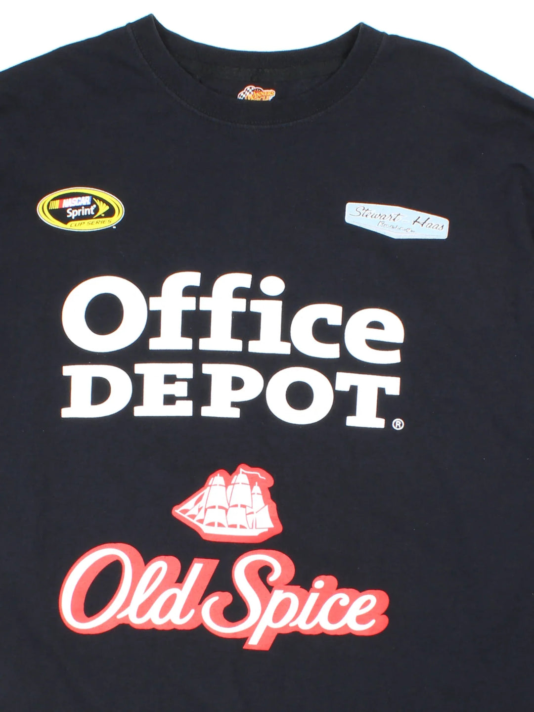 Nascar Tony Stewart Racing T-Shirt in a black colourway with large graphic and sponsors on the front and driver name STEWART #14 on the back.